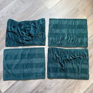 Pleated Velvet Placemats Teal Green Set Of 4 Dining Room Accents